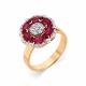 Золотое кольцо Мастер Бриллиант с бриллиантом и рубином