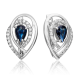 Серьги из белого золота Platina с бриллиантом и сапфиром