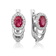 Серьги из белого золота Platina с бриллиантом и рубином