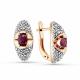 Золотые серьги ERA Jewellery с бриллиантом и рубином