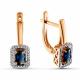 Золотые серьги ERA Jewellery с бриллиантом и сапфиром