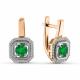 Золотые серьги ERA Jewellery с бриллиантом и изумрудом