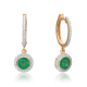Золотые серьги Platina с бриллиантом и изумрудом