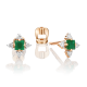 Золотые серьги Platina с бриллиантом и изумрудом