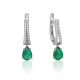 Серьги из белого золота Platina с бриллиантом и изумрудом