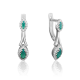 Серьги из белого золота Platina с бриллиантом и изумрудом