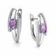 Серебряные серьги АЛЬКОР с фианитом и аметистом
