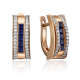 Золотые серьги Platina с бриллиантом и сапфиром