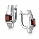 Серебряные серьги АЛЬКОР с фианитом и гранатом