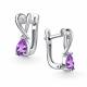 Серебряные серьги АЛЬКОР с аметистом и бриллиантом