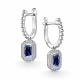 Серебряные серьги АЛЬКОР с фианитом и гидротермальным сапфиром