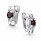 Серебряные серьги АЛЬКОР с фианитом и гранатом