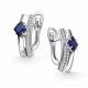 Серебряные серьги АЛЬКОР с фианитом и гидротермальным сапфиром