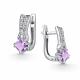 Серебряные серьги АЛЬКОР с фианитом и аметистом
