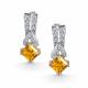 Серебряные серьги АЛЬКОР с фианитом и цитрином