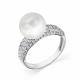 Кольцо из белого золота Мастер Бриллиант с бриллиантом и жемчугом