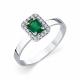 Кольцо из белого золота Мастер Бриллиант с бриллиантом и изумрудом
