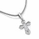 Текстильный шнурок-колье Крест с замком из серебра АЛЬКОР с бриллиантом