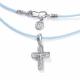 Текстильный шнурок-колье Крест с замком из серебра АЛЬКОР с бриллиантом