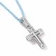Текстильный шнурок-колье Крест с замком из серебра АЛЬКОР с бриллиантом