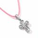 Текстильный шнурок-колье Крест с замком из серебра АЛЬКОР с бриллиантом