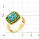 Кольцо из лимонного золота Мастер Бриллиант с бирюзой и хромдиопсидом