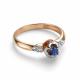 Золотое кольцо АЛЬКОР с бриллиантом и танзанитом