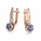 Золотые серьги АЛЬКОР с бриллиантом и танзанитом