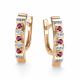 Золотые серьги АЛЬКОР с бриллиантом и рубином