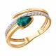 Золотое кольцо SOKOLOV с бриллиантом и изумрудом