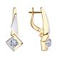 Золотые серьги Золотые узоры с кристаллом Swarovski