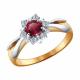 Золотое кольцо SOKOLOV с рубином и топазом Swarovski