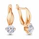 Золотые серьги AQUAMARINE с фианитом и Swarovski
