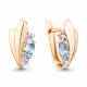 Золотые серьги AQUAMARINE с топазом и фианитом