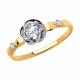 Золотое кольцо Diamant с фианитом
