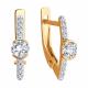 Золотые серьги Diamant с фианитом