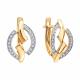 Золотые серьги Diamant с фианитом