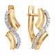 Золотые серьги Diamant с фианитом