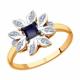 Золотое кольцо Diamant с бриллиантом и сапфиром