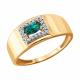Золотое кольцо Diamant с бриллиантом и изумрудом