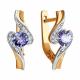 Золотые серьги Diamant с бриллиантом и танзанитом
