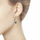 Золотые серьги Diamant с бриллиантом и сапфировым корундом