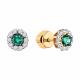 Золотые серьги Diamant с бриллиантом и изумрудом