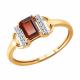 Золотое кольцо Diamant с фианитом и гранатом