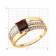 Золотое кольцо Diamant с фианитом и гранатом