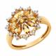 Золотое кольцо Diamant с фианитом и цитрином