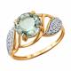 Золотое кольцо Diamant с фианитом и празиолитом