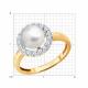 Золотое кольцо Diamant с фианитом и жемчугом