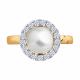 Золотое кольцо Diamant с фианитом и жемчугом