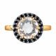 Золотое кольцо Diamant с фианитом и горным хрусталём